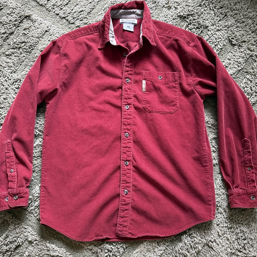 Men’s Columbia Sportswear Red Corduroy Button Up Shirt